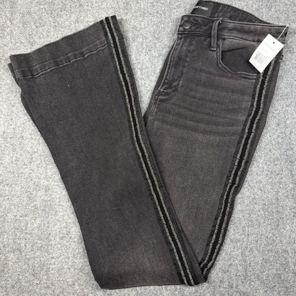 NWT Sundance Driftwood Wyatt Flare Jeans 28 Beaded Western Boho Y2K